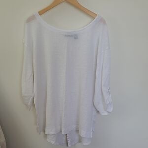 Adrienne Vittadini White Linen Tunic 2x